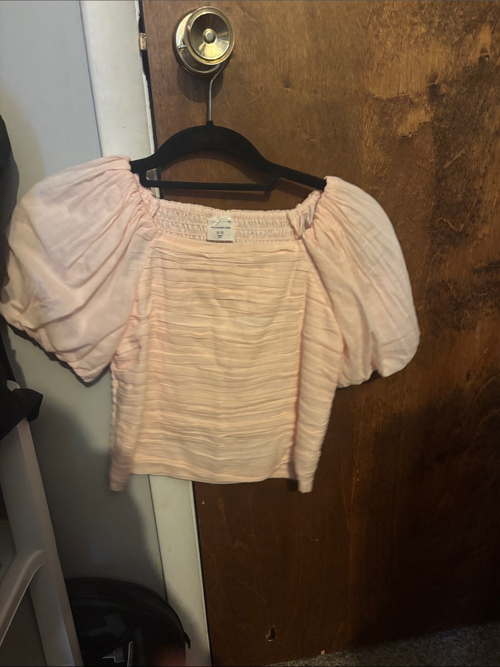 Light Pink Puff-Sleeve Square Neck kids top